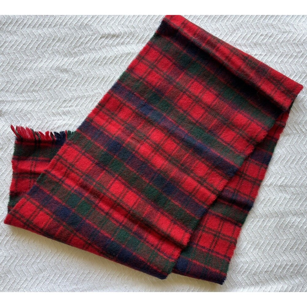 NWT Lochcarron Tartan Scarf 100% New Wool Made In Scotland Red Robertson Plaid